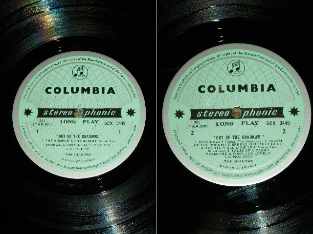 画像: THE SHADOWS - OUT OF THE SHADOWS ( Ex,VG+++/Ex++ ) / 1962 UK ORIGINAL "Green With  Gold text " Label STEREO Used  LP 