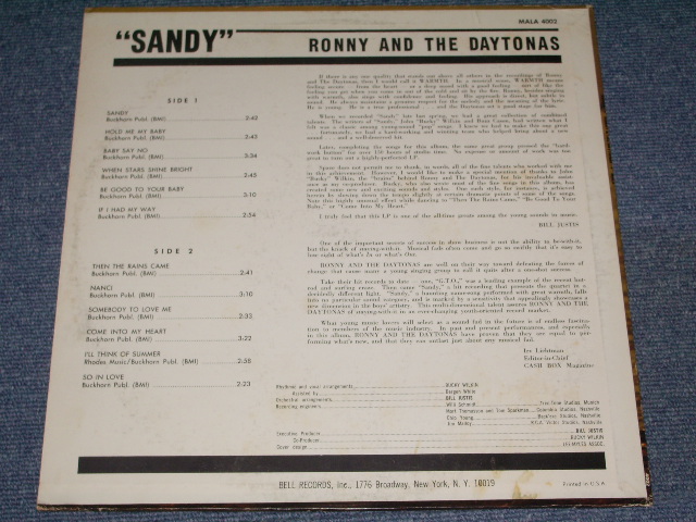画像: RONNY AND THE DAYTONAS - SANDY ( Ex++/Ex+++ )  / 1966 US ORIGINAL MONO LP 