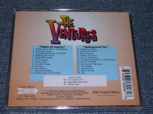 画像: THE VENTURES - FLIGHT OF FANTASY + UNDERGROUND FIRE  ( 2 in 1+ BONUS TRACK ) / 1996 US Sealed CD 