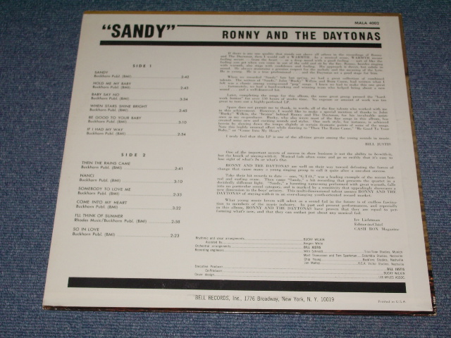 画像: RONNY AND THE DAYTONAS - SANDY ( Ex+++/Ex+++ )  / 1966 US ORIGINAL MONO LP 