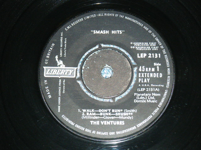 画像: THE VENTURES - SMASH HITS  / 1962 UK Original 7" EP With PICTURE SLEEVE 