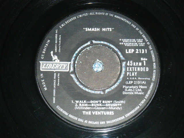 画像: THE VENTURES - SMASH HITS  / 1962 UK Original 7" EP With PICTURE SLEEVE 