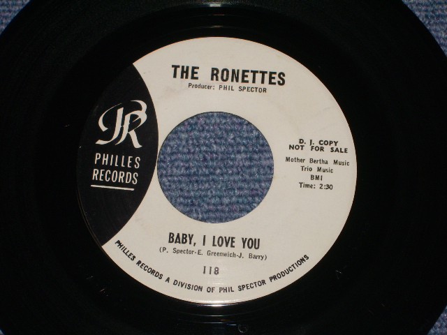 画像1: THE RONETTES - BABY, I LOVE YOU ( WHITE  LABEL PROMO : Ex+++/Ex+ ) / 1963 US ORIGINAL 7" SINGLE 