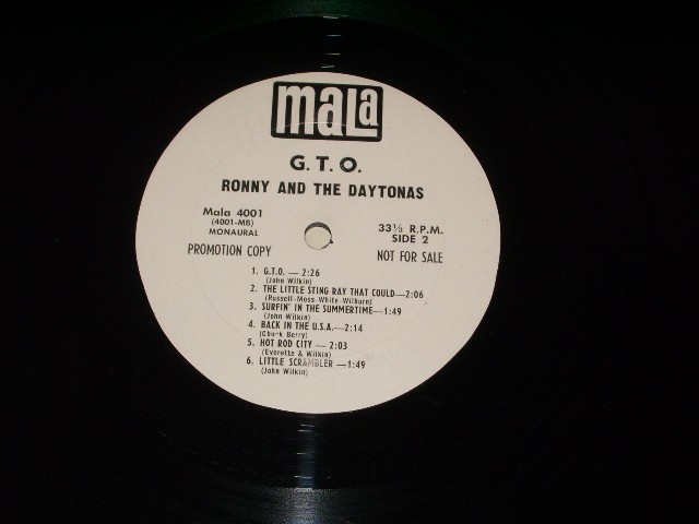 画像: RONNY AND THE DAYTONAS - G.T.O. ( Ex++/MINT- )  / 1964 US ORIGINAL White Label Promo MONO LP 