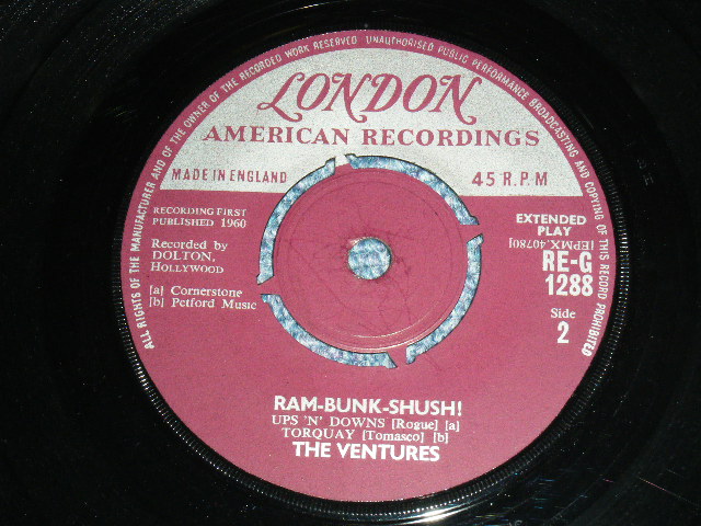 画像: THE VENTURES - RAM-BUNK-SHUSH / 1961 UK Original 7" EP With PICTURE SLEEVE 