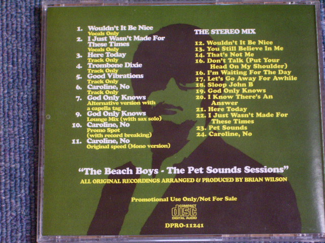 画像: THE BEACH BOYS - THE PET SOUND SESSIONS SAMPLER / 1997? US PROMO ONLY CD