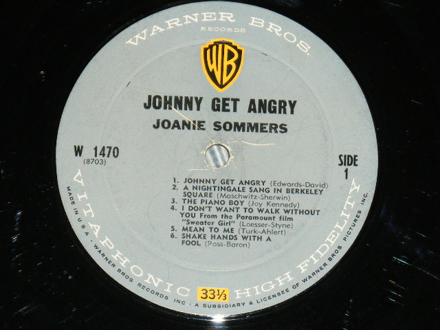 画像: JOANIE SOMMERS - JOHNNY GET ANGRY  / 1963 US ORIGINAL MONO LP  