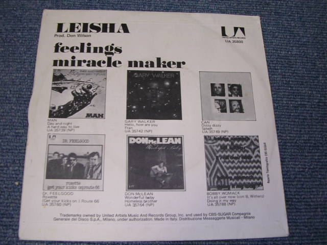 画像: LEISHA ( SUPORTED by THE VENTURES ) - FEELINGS  / 1975 ITALY  ORIGINAL 7"Single With PICTURE SLEEVE 