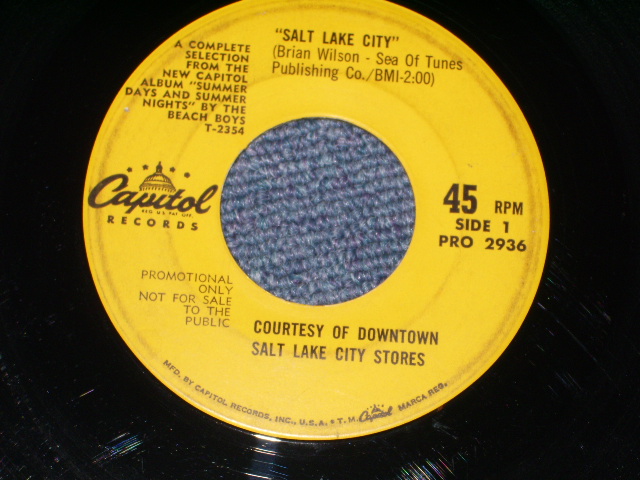 画像: THE BEACH BOYS - SALT LAKE CITY / 1965 US  PROM ONLY   7"Single
