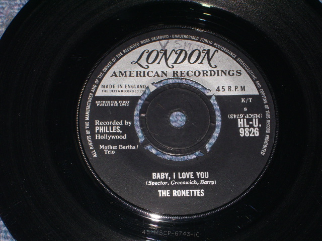 画像: THE RONETTES - BABY, I LOVE YOU / 1963 UK ORIGINAL 7" SINGLE With COMPANY SLEEVE 