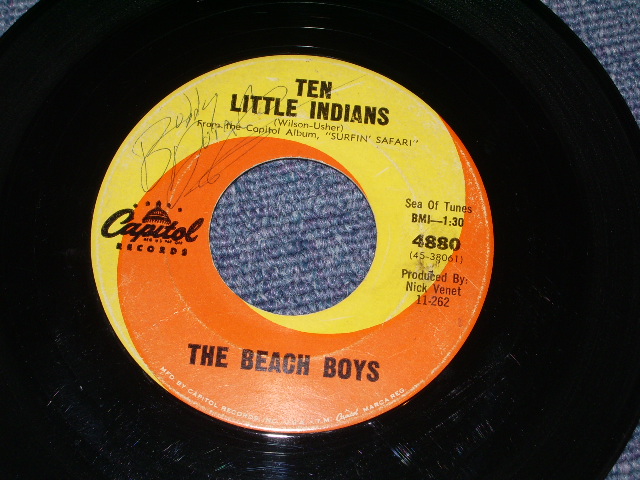 画像: THE BEACH BOYS - TEN LITTLE INDIANS  / 1962 US  Original 7"Single  With PICTURE SLEEVE 