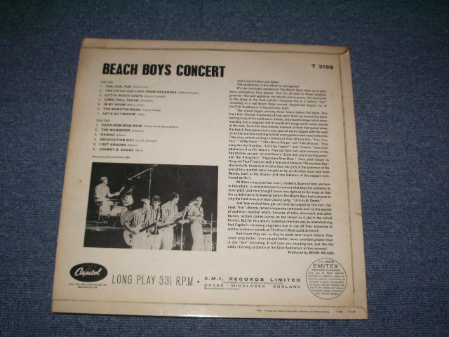 画像: The BEACH BOYS - CONCERT ( MATRIX NUMBER  T1 & 2 -2198-1N Ex+/Ex+ ) / 1964 UK ORIGINAL MONO LP