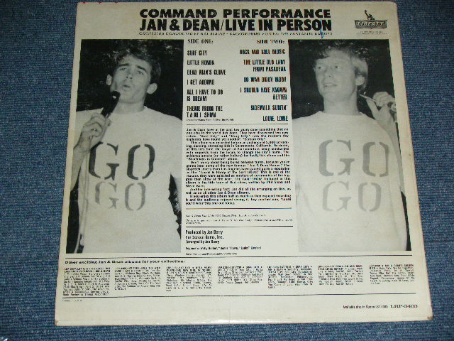 画像: JAN & DEAN - COMMAND PERFORMANCE : LIVE IN PERSON  ( Ex+/Ex++ )  / 1965 US ORIGINAL MONO   LP 