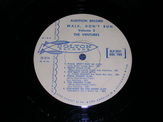 画像: THE VENTURES - WALK DON'T RUN VOL.2  / 1964 US AMERICA ORIGINAL AUDITION "PROMO / AUDITION" STEREO Jacket + MONO Record  LP 