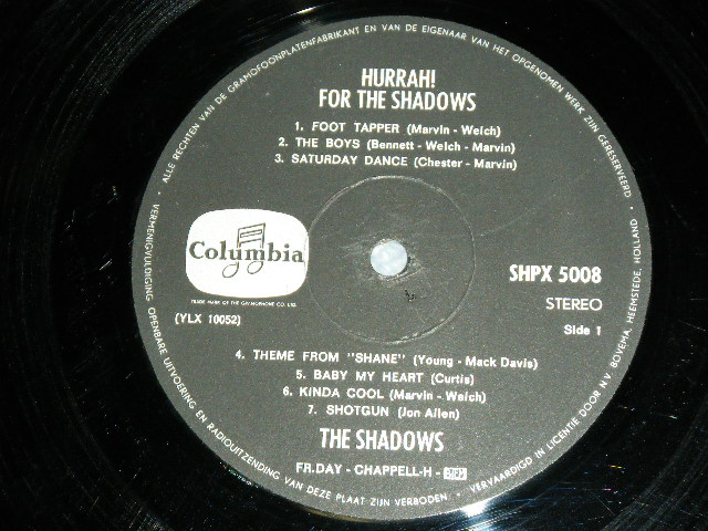 画像: THE SHADOWS - HURRAH FOR THE SHADOWS  / 1960's HOLLAND ORIGINAL Used  LP 