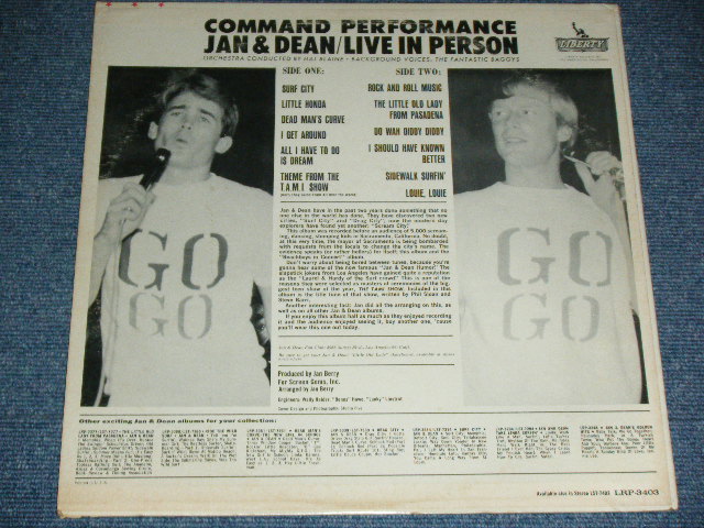 画像: JAN & DEAN - COMMAND PERFORMANCE : LIVE IN PERSON  ( Ex+/Ex++ )  / 1965 US ORIGINAL MONO   LP 