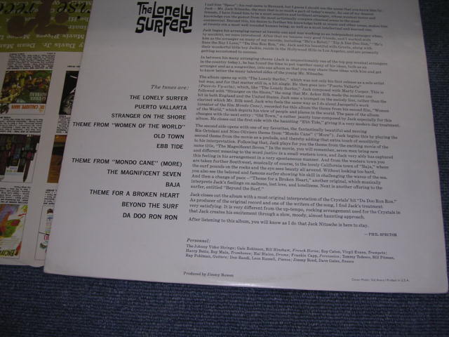 画像: JACK NITZSCHE - THE LONELY SURFER ( Ex+++/MINT ) / 1963 US ORIGINAL Mono LP