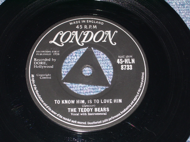 画像: TEDDY BEARS - TO KNOW HIM, IS TO LOVE HIM  ( 1st Single: Ex+++ /Ex+++ ) / 1958 UK ORIGINAL  7" SINGLE 