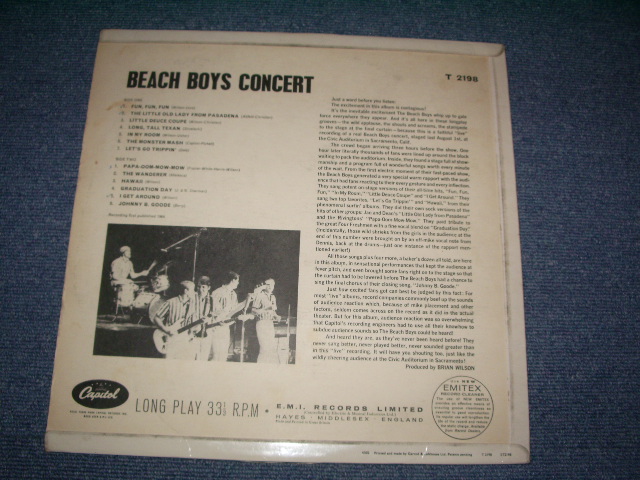画像: The BEACH BOYS - CONCERT ( MATRIX NUMBER  T 1 & 2 -2198-1N  Ex+/Ex ) / 1964 UK ORIGINAL MONO LP