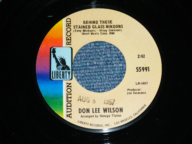 画像: DON LEE WILSON -  BEHIND THESE STAINED GLASS WINDOWS ; HEY THERE SUNSHINE  (Ex+ Looks:Ex+++/Ex+ Looks:Ex+++)  / 1967 US ORIGINAL Used  7"SINGLE