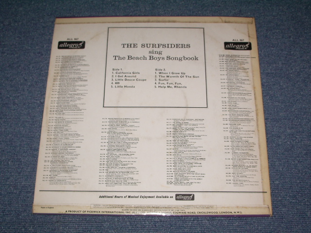 画像: The SURFSIDERS - SING THE BEACH BOYS SONGBOOK / 1965 UK ORIGINAL STEREO  LP
