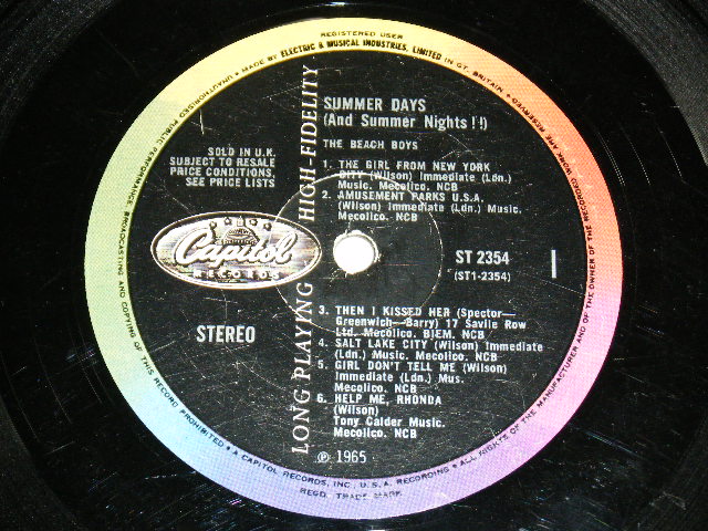 画像: The BEACH BOYS -  SUMMER DAYS ( Ex/Ex- ) / 1965 UK ORIGINAL STEREO   LP