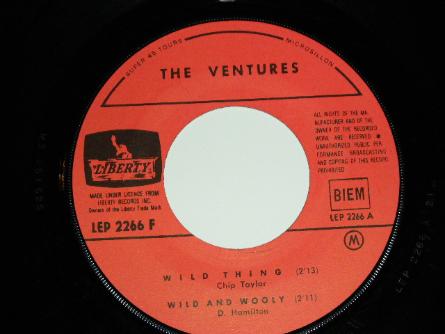 画像: THE VENTURES - WILD THING / 1960's  FRANCE Original 7" EP With PICTURE SLEEVE 