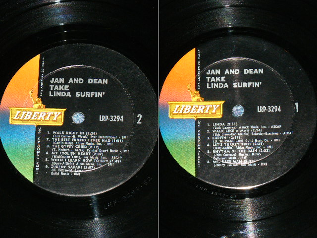 画像: JAN & DEAN - TAKE LINDA SURFIN'  ( Ex/Ex+ )   / 1963 US ORIGINAL MONO  LP 