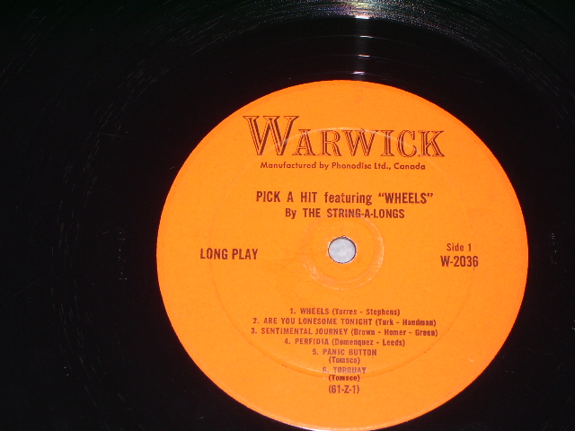 画像: THE STRING-A-LONGS -  PICK A HIT featuring "WHEELS" / 1961 CANADA ORIGINAL Mono  LP 
