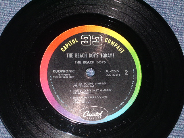 画像: THE BEACH BOYS - THE BEACH BOYS TODAY  / 1965 US ORIGINAL 7"33rpm EP+PS+TITLE STRIP+MINI PICTURE  