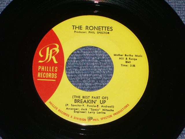 画像: THE RONETTES - (THE BEST PART OF ) BREAKIN' UP / 1964 US ORIGINAL 7" SINGLE With COMPANY SLEEVE 