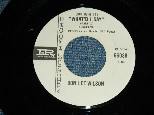 画像: DON LEE WILSON -  WHAT'D I SAY ( MINT-/MINT- ) / 1964 US ORIGINAL White  Label Promo 7"SINGLE