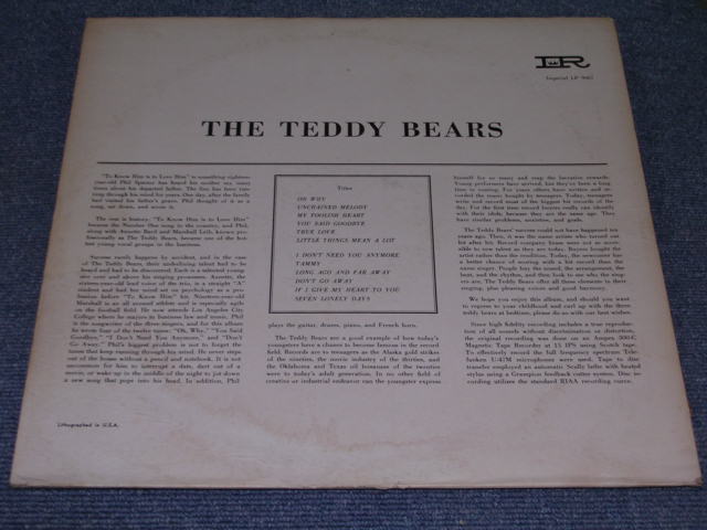 画像: TEDDY BEARS - THE TEDDY BEARS SING! (Ex+/Ex++ EDSP) / 1959 US AMERICA ORIGINAL MONO Used LP 