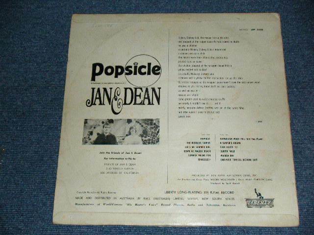 画像: JAN & DEAN - POPSICLE / 1966 AUSTRALIA ORIGINAL MONO  LP 