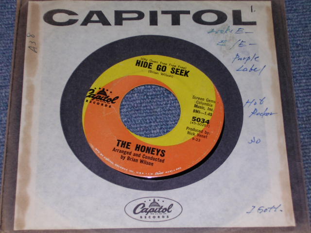 画像: HONEYS  With BRIAN WILSON of THE BEACH BOYS - HIDE GO SEEK / 1963 US ORIGINAL 7" SINGLE 