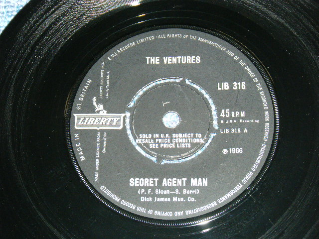 画像1: THE VENTURES - SECRET AGENT MAN ( Ex-/Ex++ ) / 1966  UK ORIGINAL 7" SINGLE 