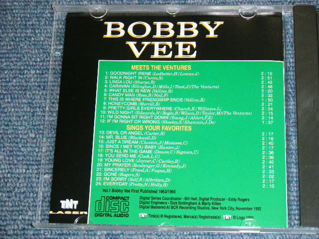 画像: BOBBY VEE / THE VEN TURES -  VOLUME 1 : MEET THE VENTURES + SINGS YOUR FAVORITES ( ORIGINAL ALBUM   2 in 1 inst & oldies ) / 1992 US ORIGINAL Brand New CD 
