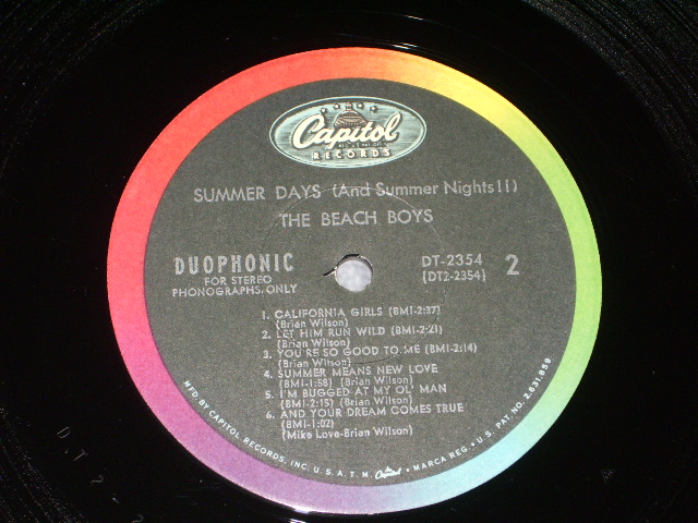 画像: The BEACH BOYS -SUMMER DAYS  ( Ex++/Ex+++ : Matrix #  B-2/B-2 ) / 1965 US ORIGINAL STEREO DUOPHONIC Credit  LP