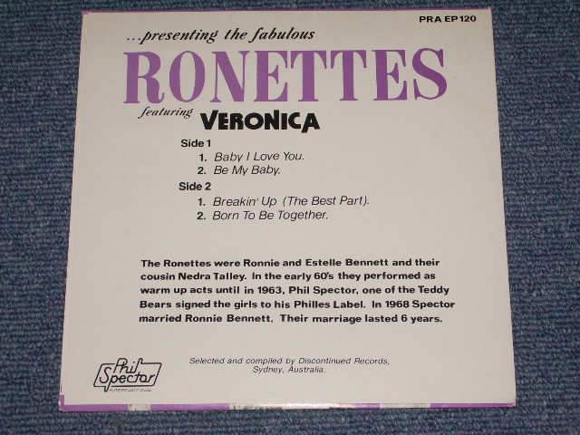 画像: THE RONETTES - THE RONETTES / 1970s ? AUSTRALIA   ORIGINAL  7" EP