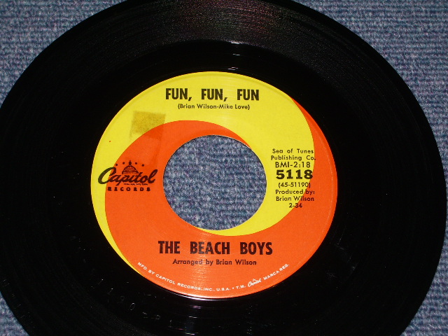 画像: THE BEACH BOYS - FUN FUN FUN (  BRIAN - MIKE LOVE  CREDIT ) /  1964 US  Original 7"Single  With PICTURE SLEEVE 