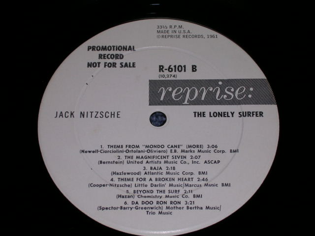 画像: JACK NITZSCHE - THE LONELY SURFER ' Ex++/MINT ) / 1963 US ORIGINAL White Label Promo Mono LP