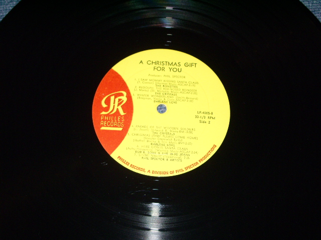 画像:  VA ( CRYSTALS+RONETTES+DARLEN LOVE+More ) - A CHRISTMAS GIFT FOR YOU ( Ex++ / MINT- FEW SMALL LIGHT WARP on EDGE SIDE  )  /1964  US Original 2nd Press Label YELLOW LABEL MONO LP  