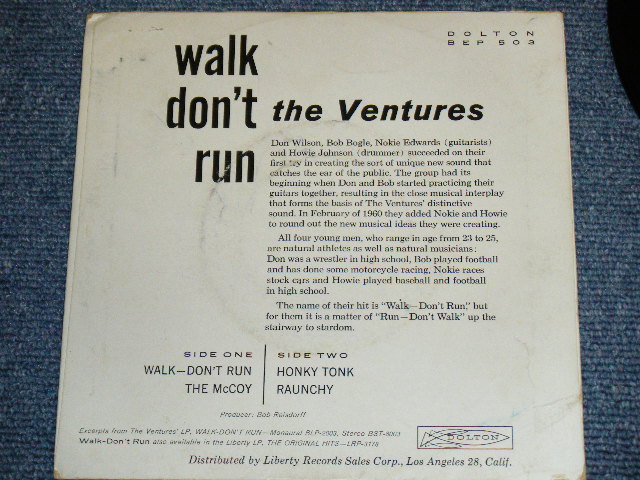 画像: THE VENTURES - WALK-DON'T RUN ( Matrix Number DX-03-3/DX-04-2) / 1960 US ORIGINAL 7"45EP + PICTURE SLEEVE
