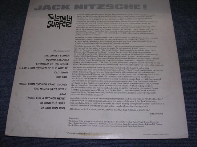 画像: JACK NITZSCHE - THE LONELY SURFER ' Ex++/MINT ) / 1963 US ORIGINAL White Label Promo Mono LP