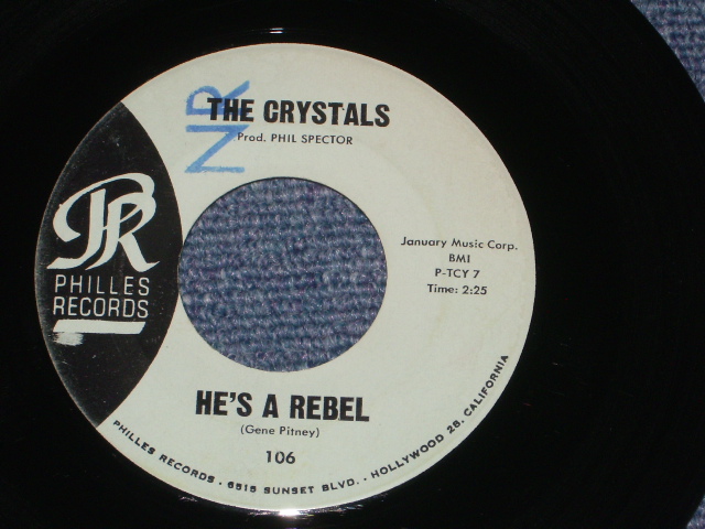 画像1: THE CRYSTALS - HE'S A REBEL  ( BLUE LABEL Matrix TCY-7 & 8  Ex+++/Ex+++ + 'NR' STAMP ) / 1962 US ORIGINAL 7" SINGLE 
