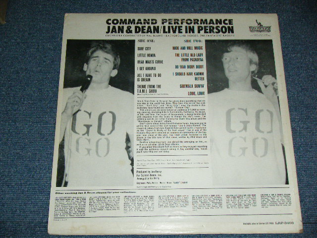 画像: JAN & DEAN - COMMAND PERFORMANCE : LIVE IN PERSON  ( Ex+/Ex+ )  / 1965 US ORIGINAL MONO   LP 