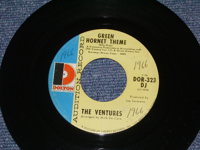 画像1: THE VENTURES -A)GREEN BHORNET THEME  B)FUZZY & WILD (Ex++/Ex++ WOL/ 1966 US AMERICA ORIGINAL "AUDITION label PROMO"  "D Mark Label" Used 7" Single