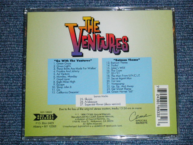 画像: THE VENTURES - GO WITH + THE BATMAN THEME ( 2 in 1+ BONUS TRACK ) / 1996 US Used CD 