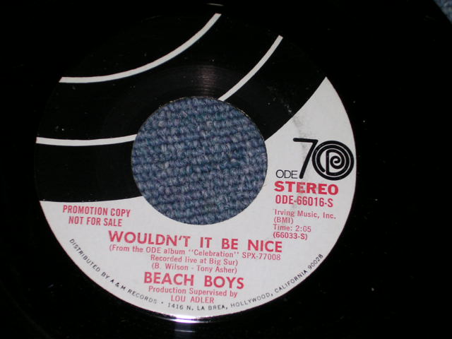 画像1: THE BEACH BOYS - WOULDN'T IT BE NICE  / 1971 US ORIGINAL PROMO ONLY SAME FLIP 7" SINGLE 