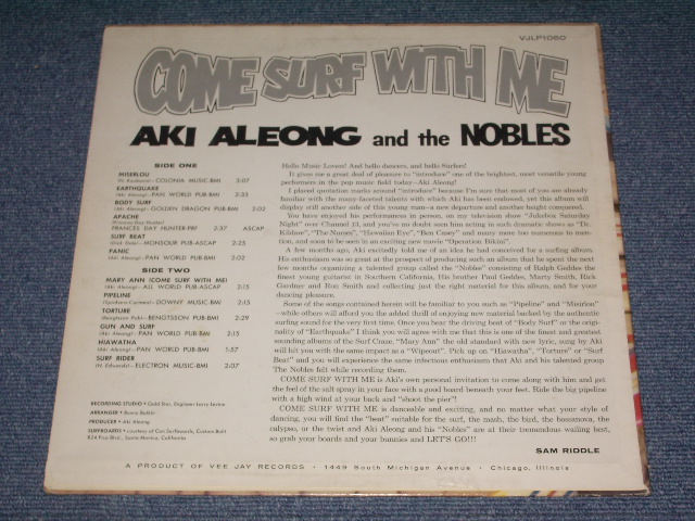 画像: AKI ALEONG AND THE NOBLES - COME SURF WITH ME(Ex++,Ex+/Ex+++ ) / 1963 US ORIGINAL MONO LP